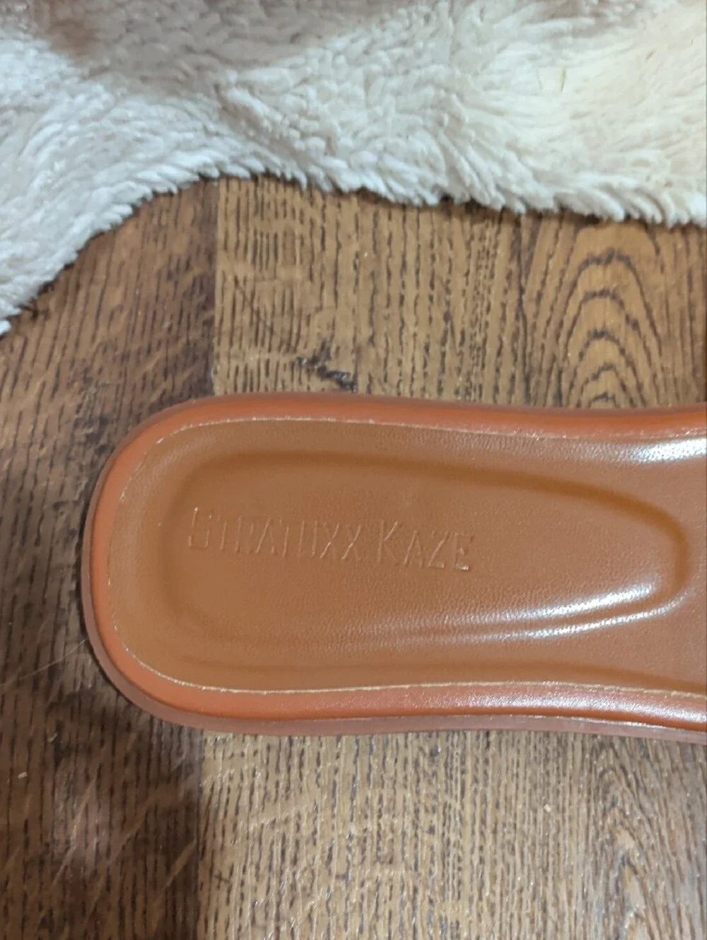 Women's Tan Leather Slide Sandals